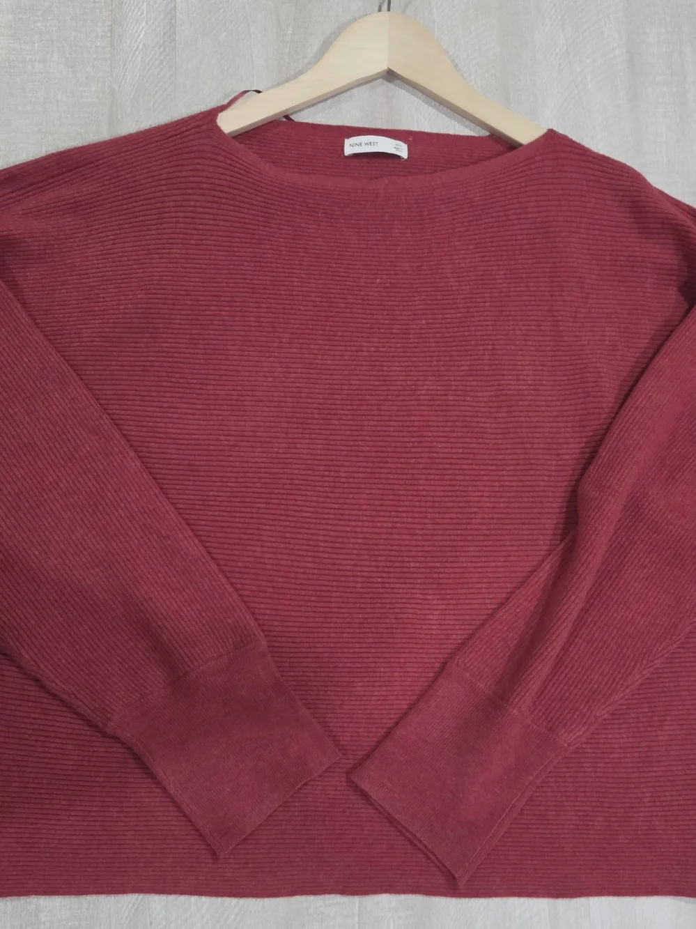 Nine West Ribbed Crewneck Sweater - Raspberry - Picture 2 of 5